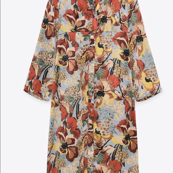 ZARA NWT SATIN EFFECT PRINT DRESS - Picture 6 of 11